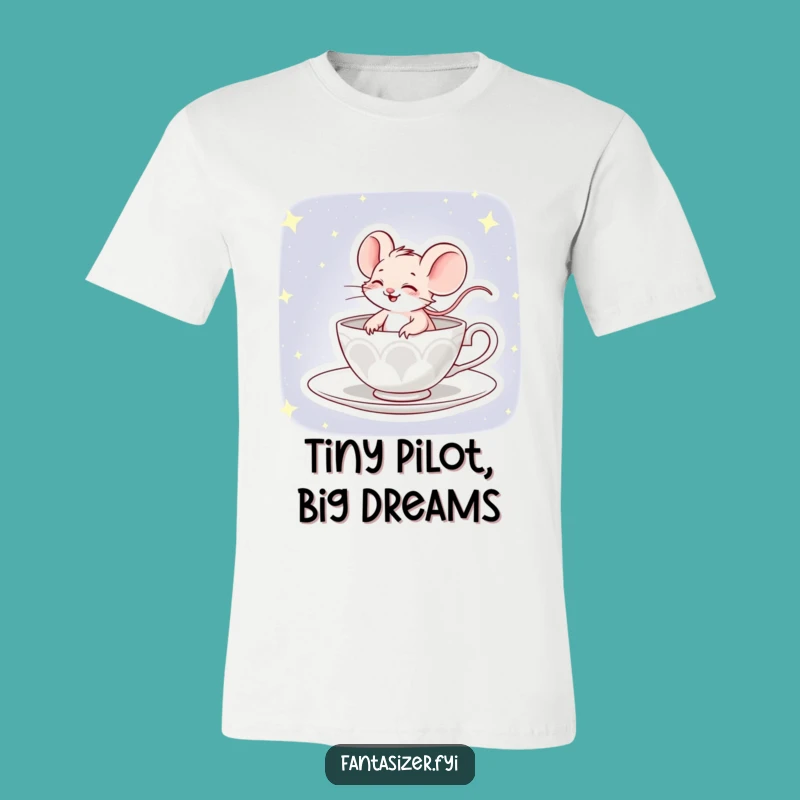 Funny Mouse Cosmic Tea Adventure T-Shirt: Giggling Pilot Tee!