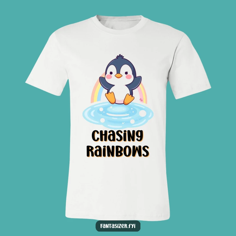 Funny Penguin Rainbow Slide T-Shirt - Wearable Arctic Adventure Humor