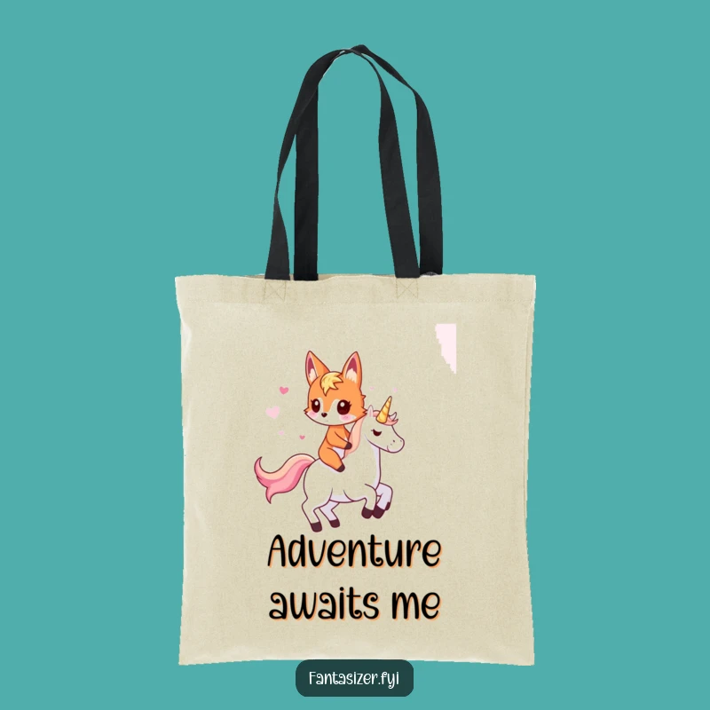 Funny Fox Riding Unicorn Tote Bag: Carry Magic, Whimsical Gift