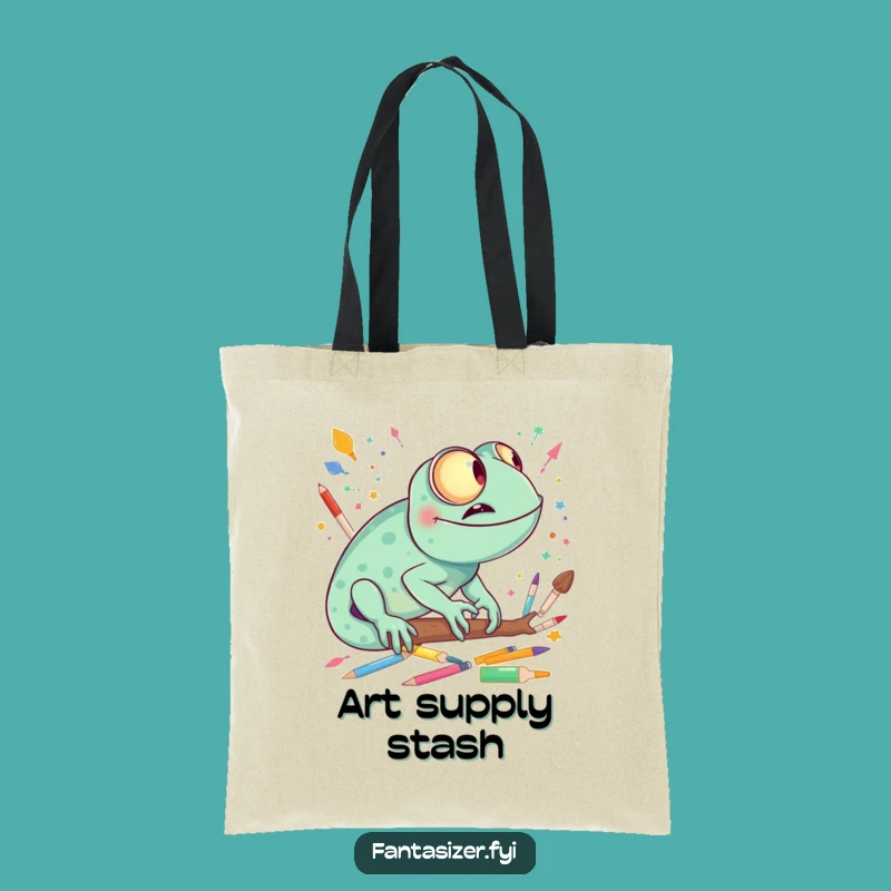 Funny Chameleon Art World Tote Bag - Carry Your Creativity