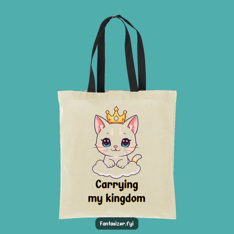 Funny Cat King Tote Bag: Cloud Kingdom Carrier, Royal Feline Gift Bag