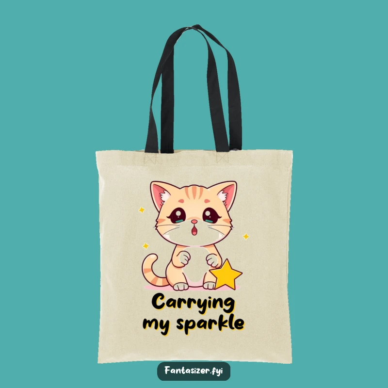 Funny Surprised Cat Tote Bag: Carry Your Cosmic Wonder