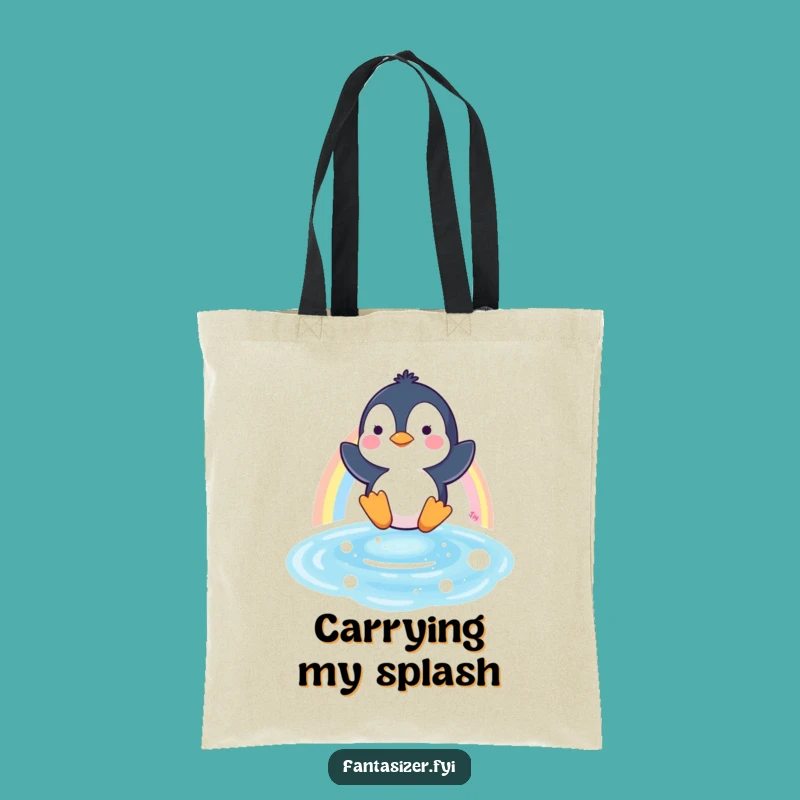 Funny Penguin Tote Bag - Carry Your Fun Rainbow Adventure