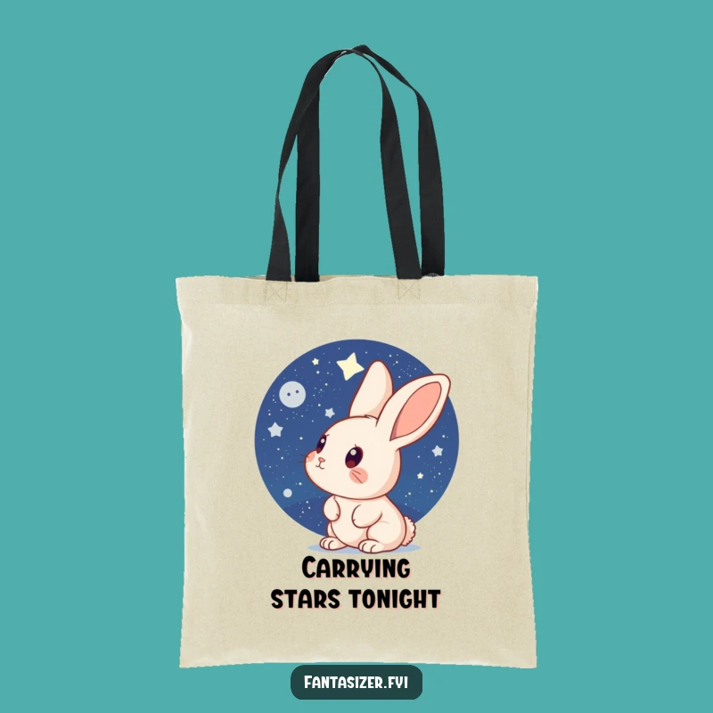 Funny Curious Rabbit Stargazer Tote Bag: Carry Your Wonder Gift