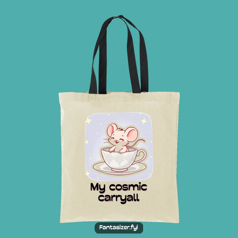 Funny Mouse Cosmic Tea Tote Bag: Carry Your Giggles Hilariously!